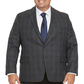 Shaquille O'Neal XLG Mens Plaid Stretch Classic Fit Sport Coat - Big and Tall