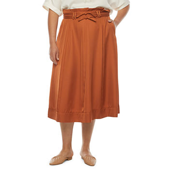 Ryegrass Womens Midi A-Line Skirt-Plus
