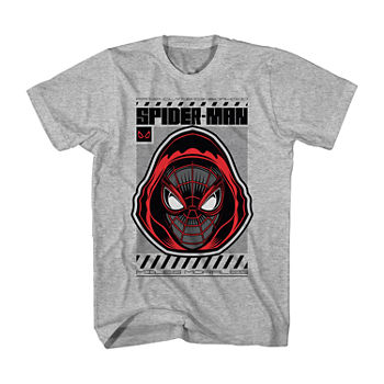 Miles Morales Mens Crew Neck Short Sleeve Regular Fit Marvel Spiderman Graphic T-Shirt