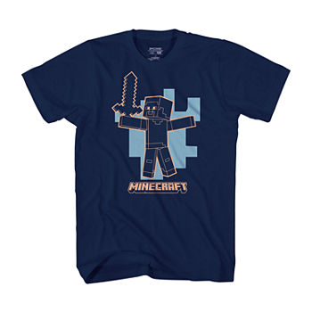 Mens Crew Neck Short Sleeve Regular Fit Minecraft Graphic T-Shirt
