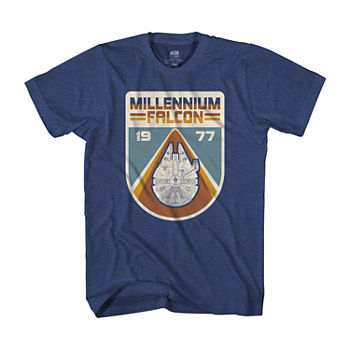 Millennium Falcon Mens Crew Neck Short Sleeve Regular Fit Star Wars Graphic T-Shirt
