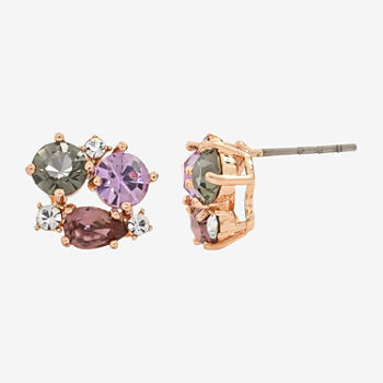 Sparkle Allure Crystal 18K Rose Gold Over Brass 11.9mm Stud Earrings