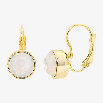 Sparkle Allure Crystal 14K Gold Over Brass Round Drop Earrings