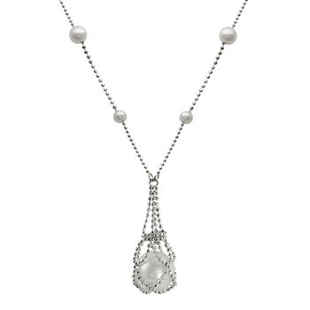 Cultured Freshwater Pearl Sterling Silver Lace Necklace