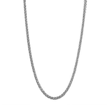 14K White Gold Hollow Wheat Chain Necklace