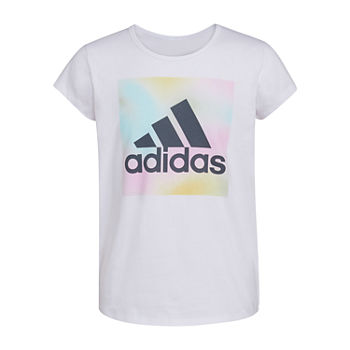 adidas Girls Scoop Neck Short Sleeve Graphic T-Shirt