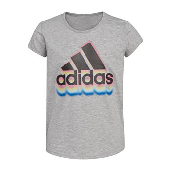 adidas Girls Scoop Neck Short Sleeve Graphic T-Shirt