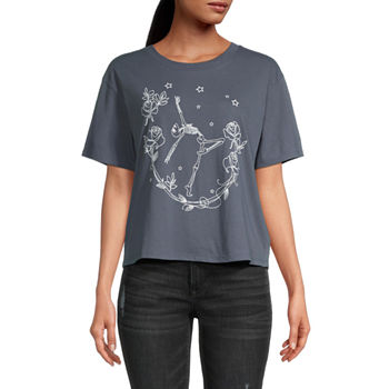 Dancing Skeleton Juniors Womens Cropped Graphic T-Shirt