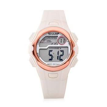 Sharp Womens Automatic Digital White Strap Watch Shr3018jc