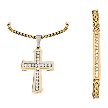 Stainless Steel Cross 2-pc. Jewelry Set