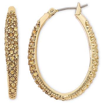 Monet® Gold-Tone Crystal Oval Hoop Earrings