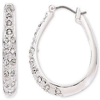 Liz Claiborne® Silver-Tone & Crystal Hoop Earrings