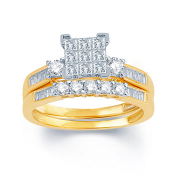 1 CT. T.W. Genuine Diamond 10K Yellow Gold Bridal Ring Set