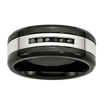 Mens 1/4 CT. T.W. Color-Enhanced Black Diamond Ion-Plated Stainless Steel Wedding Band