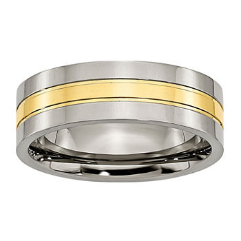 Mens 7mm Titanium & Ion-Plated Plated Wedding Band