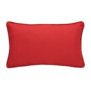 Lumbarow Solid Red With Zip Cover Rectangular Outdoor Pillow