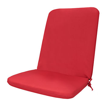 High Back Solid Red With Ties Patio Seat Cushion