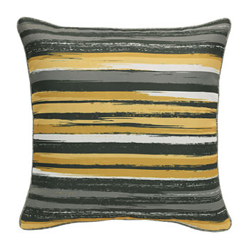 Decorative Grey Stripes Zip Cover Square Outdoor Pillow