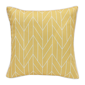 Decorative Yellow Geometric Zip Cover Square Outdoor Pillow