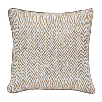 Decorative Taupe Arrow Print Zip Cover Square Outdoor Pillow