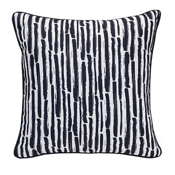 Decorative Navy Stripe Print Zip Cover Square Outdoor Pillow