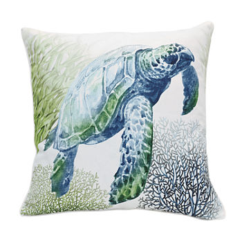 Decorative Turtle Print Zip Cover Square Outdoor Pillow