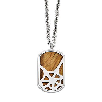 Mens Tigers Eye Stainless Steel Dog Tag Pendant