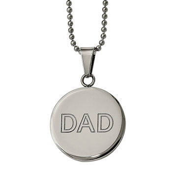 Mens Stainless Steel "Dad" Circle Pendant