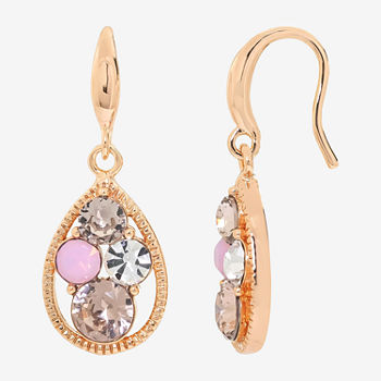 Sparkle Allure Crystal 18K Rose Gold Over Brass Drop Earrings