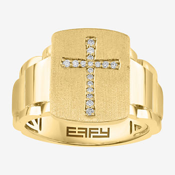 Effy  Mens 1/10 CT. T.W. Genuine White Diamond 14K Gold Fashion Ring