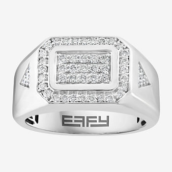 Effy  Mens 1/2 CT. T.W. Genuine White Diamond 14K White Gold Fashion Ring