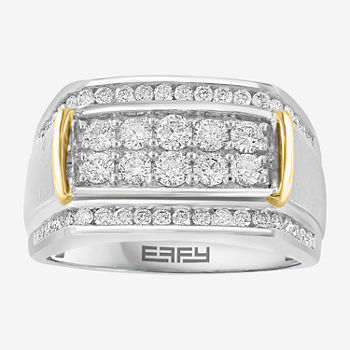Effy  Mens 1 1/5 CT. T.W. Genuine White Diamond 14K Two Tone Gold Fashion Ring