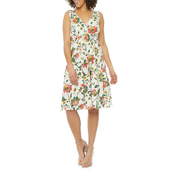 Melonie T Sleeveless Floral Fit + Flare Dress