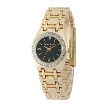 Personalized Dial Womens Diamond-Accent Gold-Tone Bracelet Watch