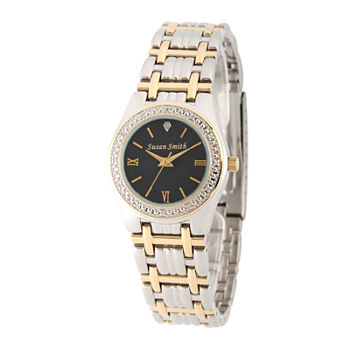 Personalized Dial Womens Diamond-Accent Two-Tone Bracelet Watch