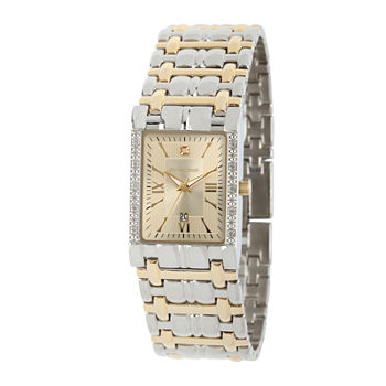 Personalized Dial Mens Diamond-Accent Square Two-Tone Watch