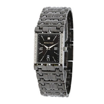 Personalized Dial Mens Diamond-Accent Square Black Watch