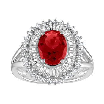 Womens Lab Created Ruby Sterling Silver Cocktail Ring