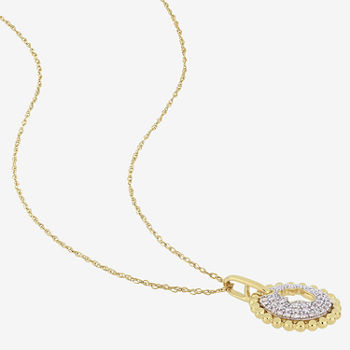 Womens 1/5 CT. T.W. Genuine White Diamond 10K Gold Hamsa Pendant Necklace