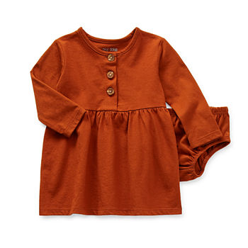 Okie Dokie Baby Girls Long Sleeve Fitted Sleeve A-Line Dress
