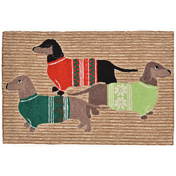 Liora Manne Frontporch Holiday Hounds Hand Tufted Rectangular Indoor Outdoor Rugs
