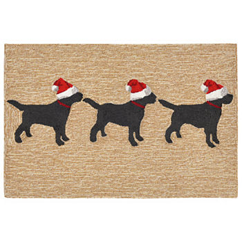 Liora Manne Frontporch 3 Dogs Christmas Hand Tufted Rectangular Indoor Outdoor Rugs