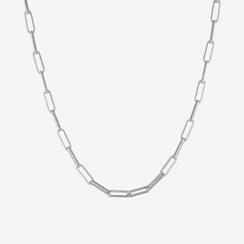 Silver Reflections Pure Silver Over Brass Paperclip Chain Necklace