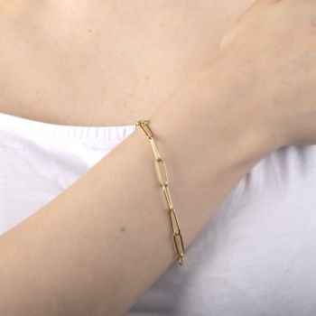 Silver Reflections Silver Reflections 24K Gold Over Brass 7.5 Inch Paperclip Chain Bracelet