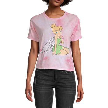Tinker Bell Juniors Womens Cropped Graphic T-Shirt