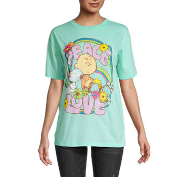 Peace Love Peanuts Juniors Womens Graphic T-Shirt