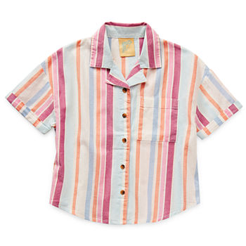 Thereabouts Little & Big Girls Short Sleeve Button-Down Shirt