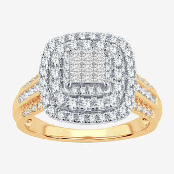 Womens 1 CT. T.W. Genuine White Diamond 10K Gold Round Engagement Ring