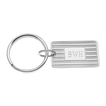 Personalized Rectangular Silvertone Key Ring