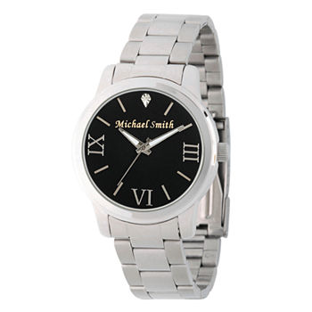 Personalized Silver Tone Black Dial Stainless Steel Bracelet Watch